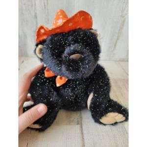 Glitter black witch Halloween teddy bear plush